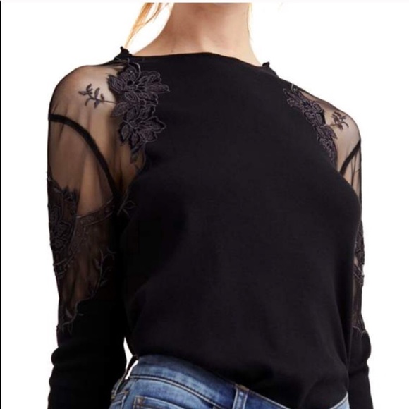 Free People Tops - FREE PEOPLE DANIELLA MESH EMBROIDERED TOP L